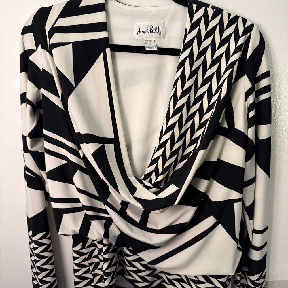 Joseph Ribkoff Black and White Geometric Women's Top
